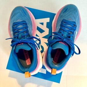 Hoka One One Bondi 8 blue pink running gym Max Cushion sneakers, wide size
